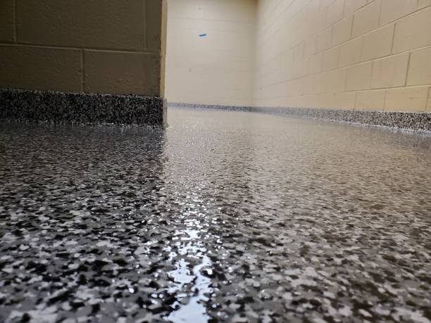 Glossy gray flake epoxy flooring installed in Las Vegas