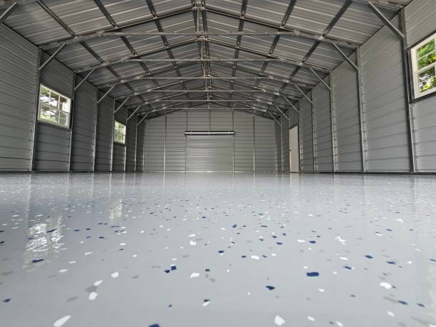 Dark gray epoxy garage floor project